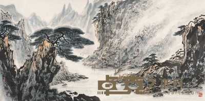 张登堂 峡江烟云 镜心 68×138cm